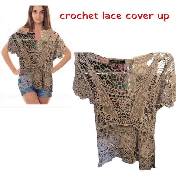 Vintage Crochet Hippie Beach Boho Cover Up Medium - Picture 1 of 10